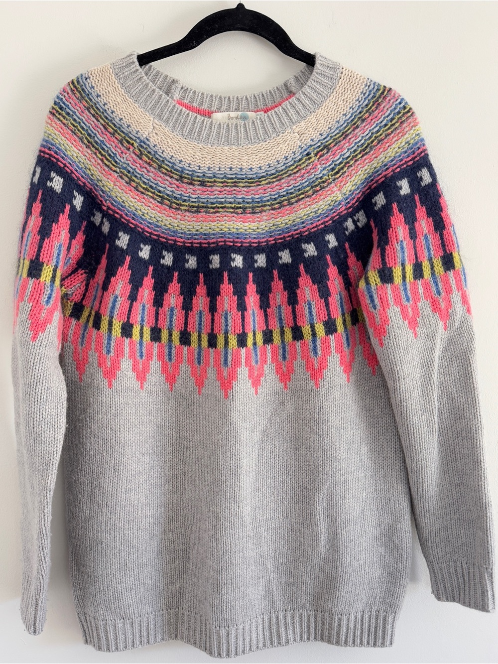 Boden Gray Fair Isle Wool Alpaca Crewneck Sweater - Picture 3 of 9